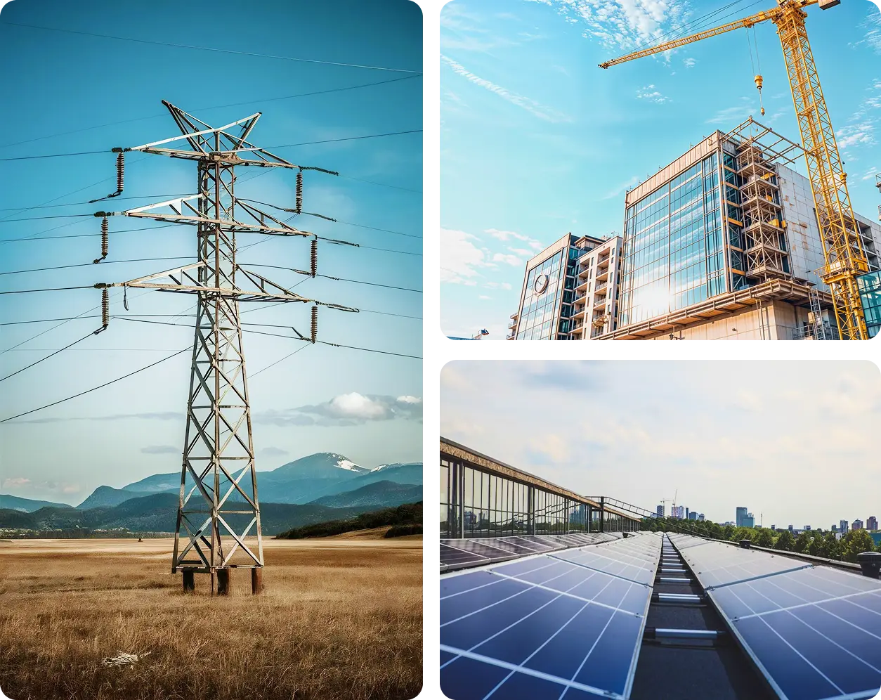 Construction site with modern buildings and crane